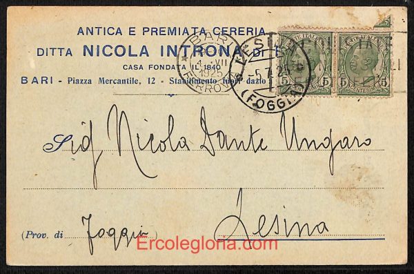ae0745 - CARTOLINA  D'EPOCA - Bari Città - Nicola Introna   1925