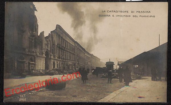 ag8555 - CARTOLINA D'EPOCA - Messina Città - Incendio del Municipio