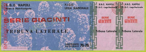 ZA1021   - Vecchio  BIGLIETTO PARTITA  CALCIO -  1975/1976: Napoli