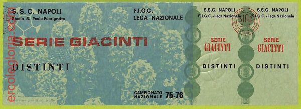 ZA1022   - Vecchio  BIGLIETTO PARTITA  CALCIO -  1975/1976: Napoli