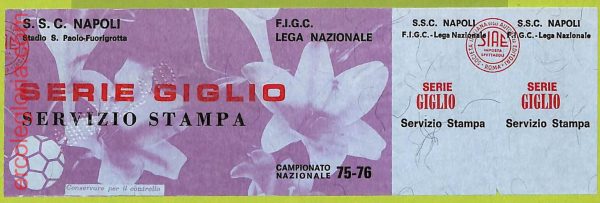 ZA1024   - Vecchio  BIGLIETTO PARTITA  CALCIO -  1975/1976: Napoli