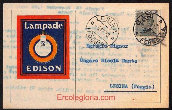 ae0758 - CARTOLINA  D'EPOCA - Bari Città - Magazzini Lampade Edison