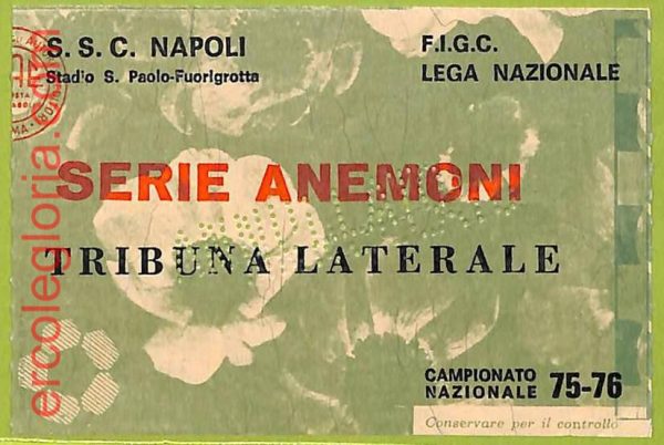 ZA1029   - Vecchio  BIGLIETTO PARTITA  CALCIO -  1975/1976: Napoli