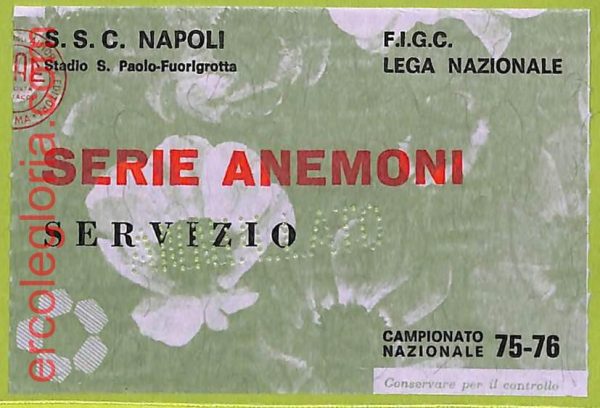 ZA1030   - Vecchio  BIGLIETTO PARTITA  CALCIO -  1975/1976: Napoli