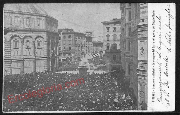 ae7270 - CARTOLINA D'EPOCA - Firenze Città - Carro nel giorno del Sabato Santo