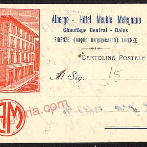 ae7276 - CARTOLINA D'EPOCA - Firenze Città - Hotel Meublè Melegnano