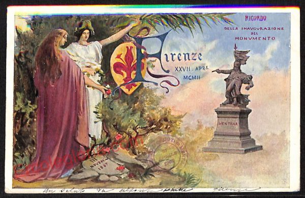 ae7277 - CARTOLINA D'EPOCA - Firenze Città - Monumento Mentana  1902