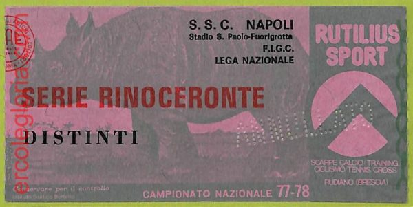 ZA1046  - Vecchio  BIGLIETTO PARTITA  CALCIO -  1977/1978: Napoli