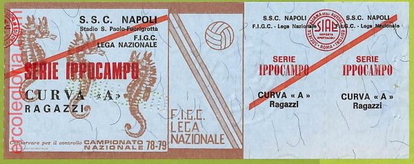 ZA1063 - Vecchio  BIGLIETTO PARTITA  CALCIO -  1978/1979: Napoli