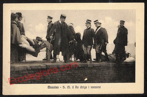 ag8515 - CARTOLINA D'EPOCA - Messina Città -  S. M. il Re dirige i soccorsi