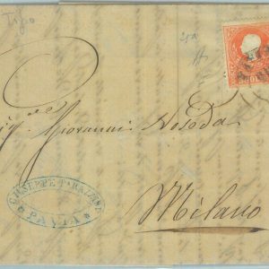 83486 - Antichi Stati LOMBARDO VENETO - Sassone 25a su Busta da PAVIA - Diena