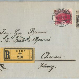 75012 - AUSTRIA - POSTAL HISTORY - Registered COVER to SWITZERLAND 1931