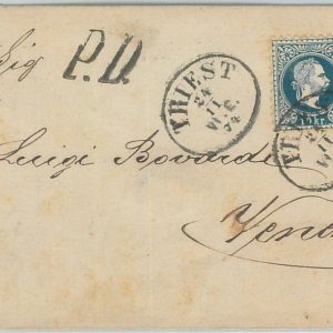 75028 - AUSTRIA - POSTAL STATIONERY COVER from TRIEST Trieste to VENICE 1879
