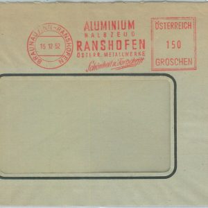 77382 - AUSTRIA - POSTAL HISTORY -  Red MECHANICAL postmark - ALUMINIUM 1952