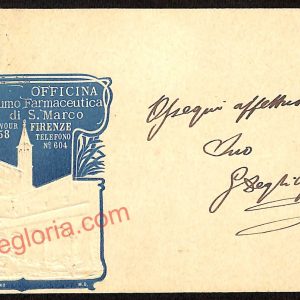 ae7351 -CARTOLINA D'EPOCA - Firenze- Officina - Profumo Farmaceutica di S. Marco