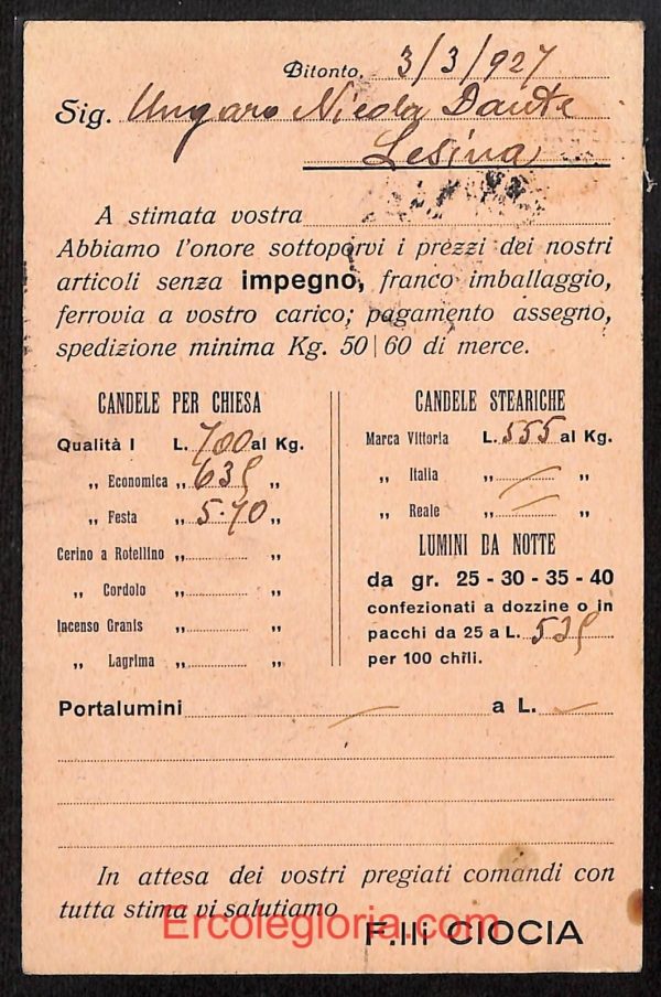 ae0847 - CARTOLINA  D'EPOCA - Bari Provincia - Bitonto - immagine 2