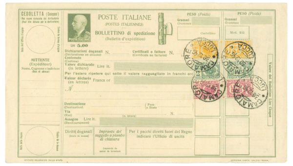 P2638 - ITALIA , LUOGOTENENZA BOLLETINO SPEDIZIONE PACCHI P65, USATO?????