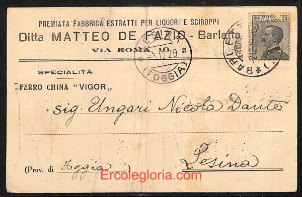 ae0889 - CARTOLINA  D'EPOCA - BAT Provincia - Barletta  1929