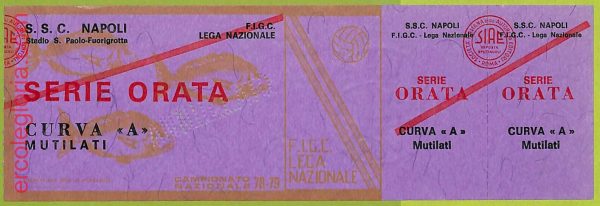 ZA1215 - Vecchio  BIGLIETTO PARTITA  CALCIO -  1978/1979: Napoli