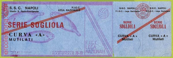 ZA1263 - Vecchio  BIGLIETTO PARTITA  CALCIO -  1978/1979: Napoli