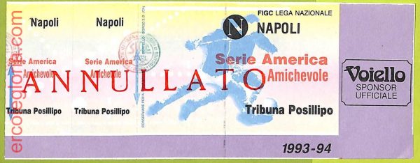 ZA1291 - Vecchio  BIGLIETTO PARTITA  CALCIO -  1993/1994 : Napoli