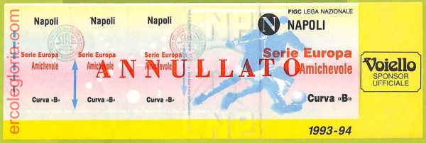 ZA1292 - Vecchio  BIGLIETTO PARTITA  CALCIO -  1993/1994 : Napoli