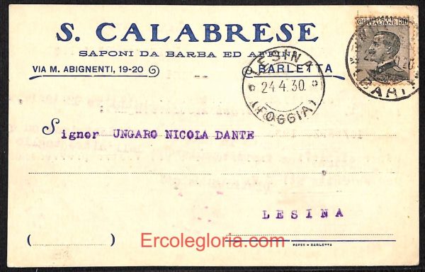 ae0902 - CARTOLINA  D'EPOCA - BAT Provincia - Barletta  1930