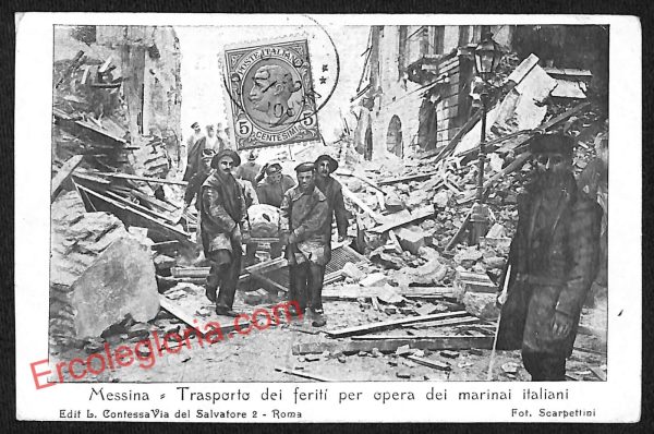 ag8651 - CARTOLINA D'EPOCA - Messina Città - Trasporto dei feriti