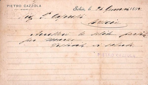 ab4199 -  CARTOLINA  D'EPOCA - Vicenza  Provincia  -  Schio 1894 - immagine 2