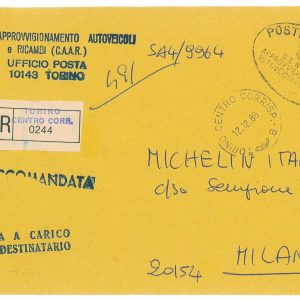 P4265 - ITALIA  1986 IN FRANCHIGIA DA TORINO, TASSATA CON 500L. IN QUARTINA