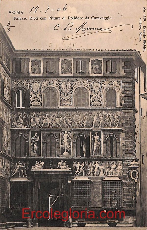 ad7418 - CARTOLINA D'EPOCA - Roma Città - Palazzo Ricci  1906