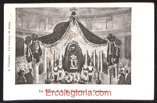 ad7460 - CARTOLINA D'EPOCA- Roma Città - La Salma di S. M. Umberto I al Pantheon