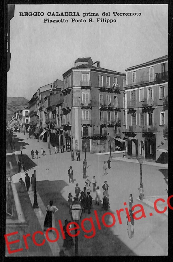 ah9526 - CARTOLINA D'EPOCA - Reggio Calabria Città - Piazzetta Poste San Filippo