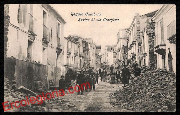 ah9532 - CARTOLINA D'EPOCA - Reggio Calabria Città -Rovine di via Crocifisso