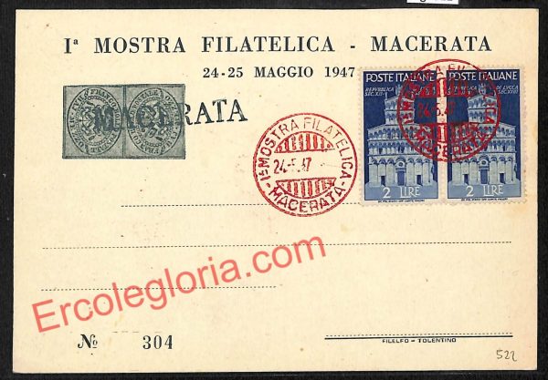 ag7512 - CARTOLINA D'EPOCA - Macerata Città - 1° Mostra Filatelica
