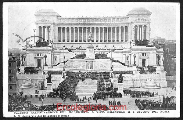 ad7483 - CARTOLINA D'EPOCA - Roma - Inaugurazione del Monumento a V. Emanuele II