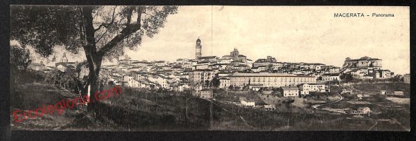 ag7519 - CARTOLINA D'EPOCA DOPPIA - Macerata Città - Panorama