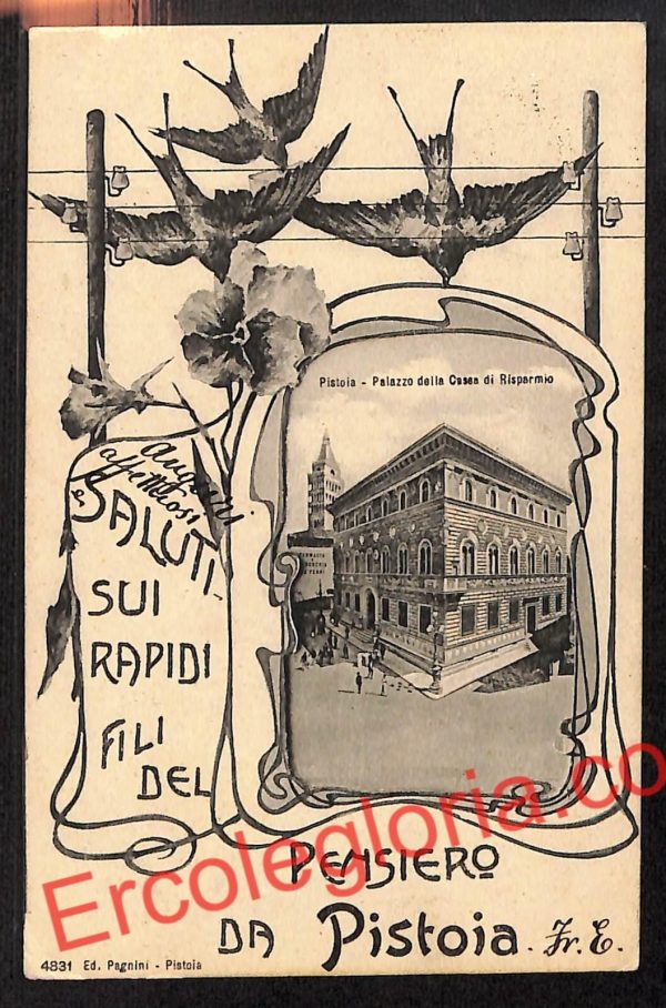 ah7865 - CARTOLINA D'EPOCA - Pistoia Città - Palazzo della Casa di Risparmio