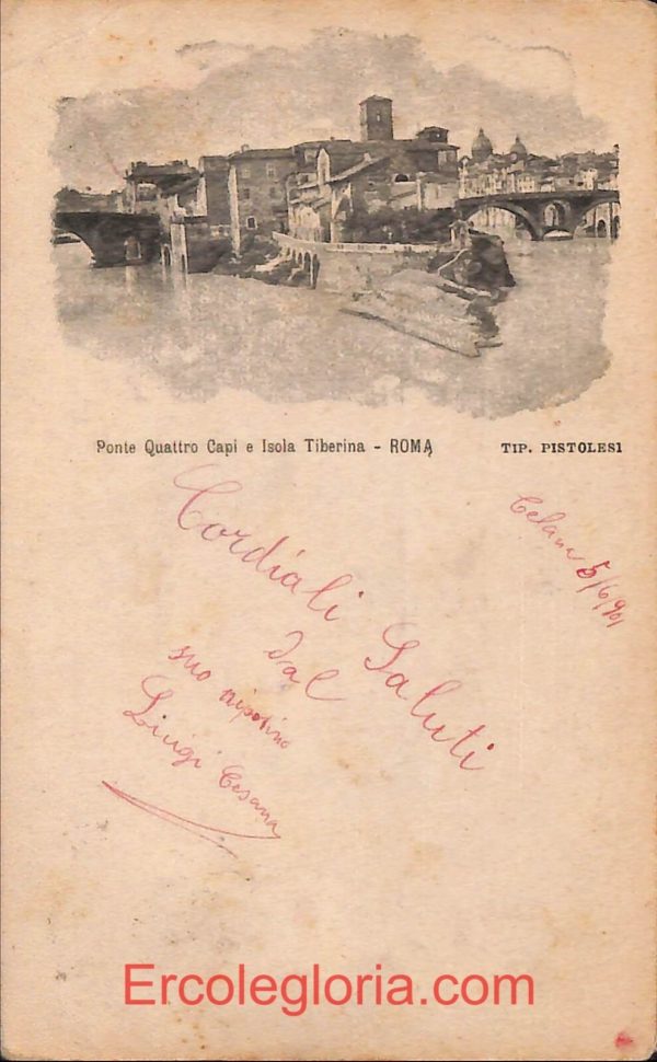 ad7491 - CARTOLINA D'EPOCA - Roma Città - Ponte Quattro Capi e Isola Tiberina