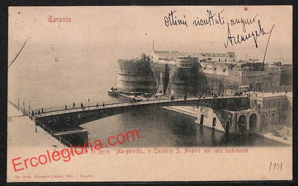 ai7304 CARTOLINA D' EPOCA - Taranto Città - Ponte Girevole in ferro 'Margherita'