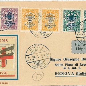 20636 - LATVIA - POSTAL HISTORY - COVER  1926 : AVIATION RED CROSS POSTER STAMP