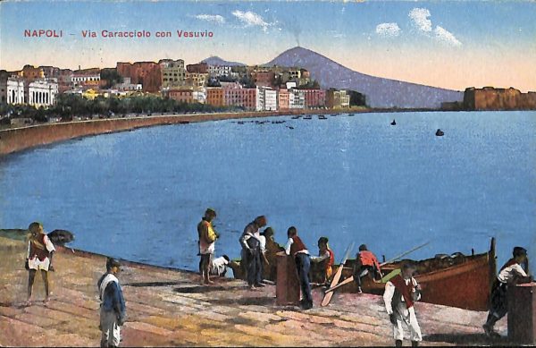ab7923 -  CARTOLINA  D'EPOCA - Napoli Città  -  Via Caracciolo con Vesuvio  1917