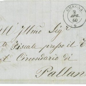 P3756 - SARDEGNA, SASS. 15 C , DA OMEGNA 2.4.1860 A PALLANZA
