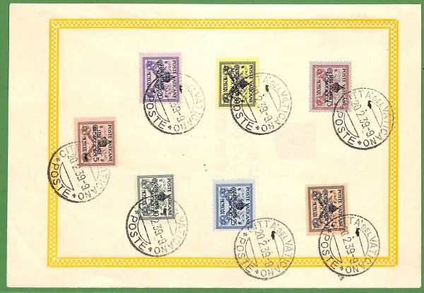ZA1629 - VATICANO - FRANCOBOLLI Sassone # 61/67 Sede Vacante  su FOGLIO 20.02.39