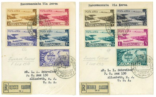 P2684 - SOMALIA AFIS , 2 BUSTE PICCOLE INDIRIZZATE AGLI USA