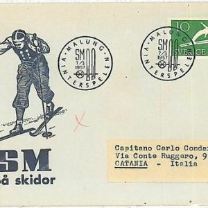 13092 - SWEDEN - POSTAL HISTORY - FDC COVER 1957 Winter Sport SKIING