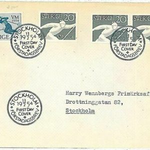 13091 - SWEDEN - POSTAL HISTORY -  FDC COVER 1954  Winter Sport SKIING