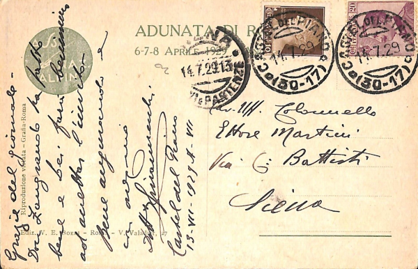 ac6853 - CARTOLINA D'EPOCA - REGGIMENTALI - Alpini   1929 - immagine 2