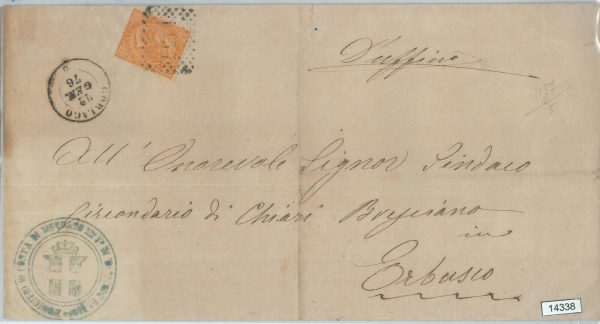 14338 - ITALIA REGNO CIRCOLARE - ANNULLO NUMERALE 1137: GORLAGO 1876