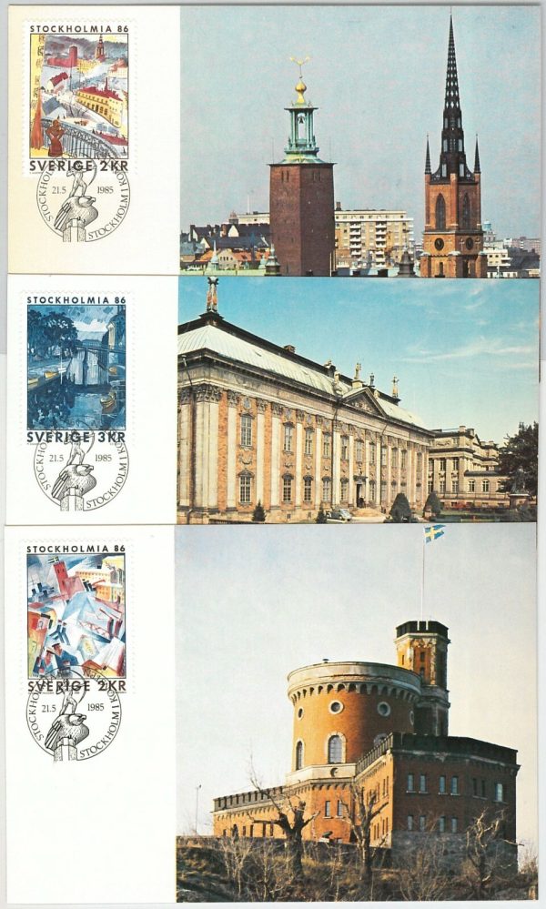 57454 - SWEDEN - POSTAL HISTORY:  set of 3  MAXIMUM CARD 1985  -  ARCHITECTURE